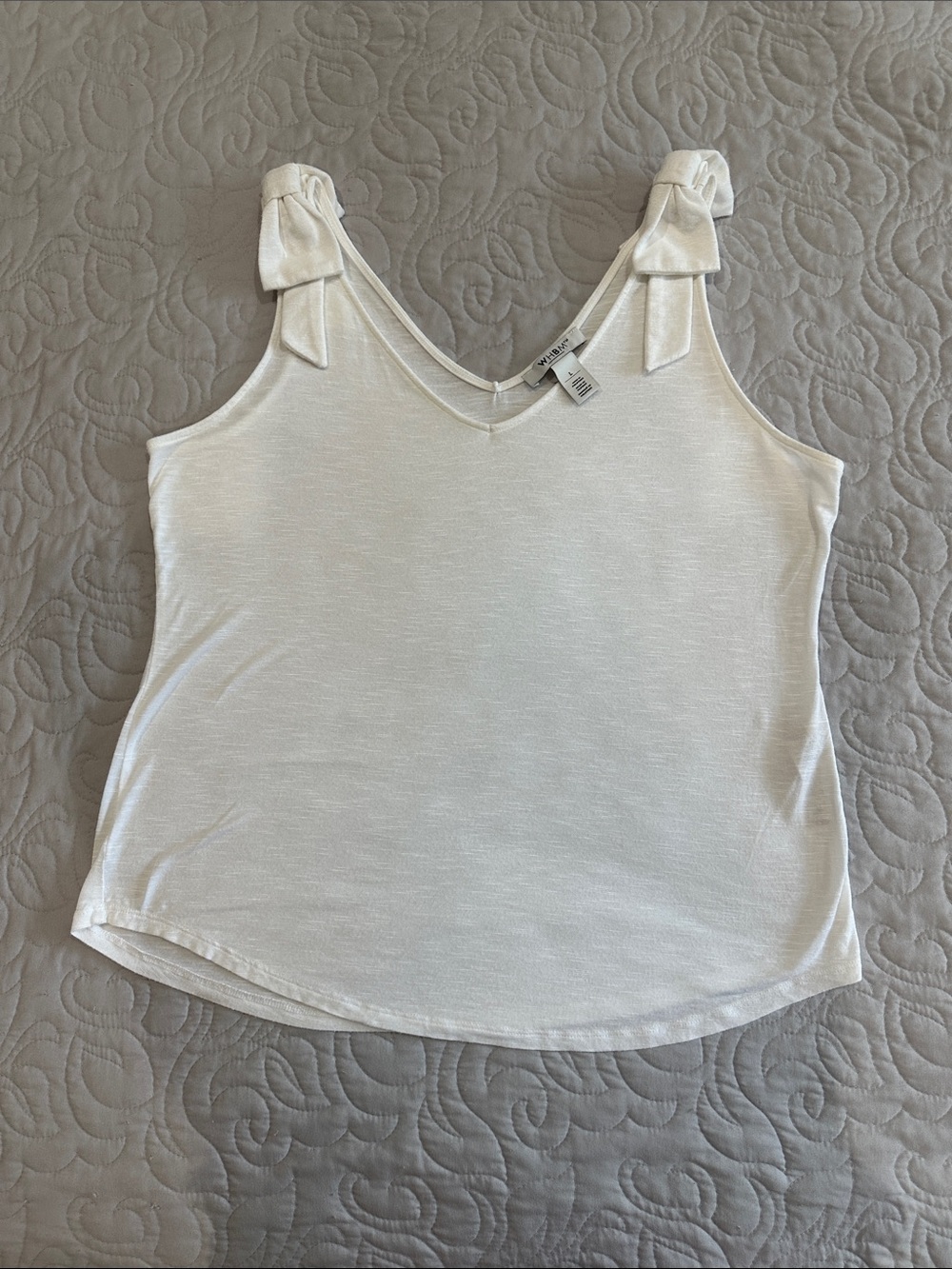 White House Black Market Cream Tie-Shoulder V-Neck Camisole- Size Large
